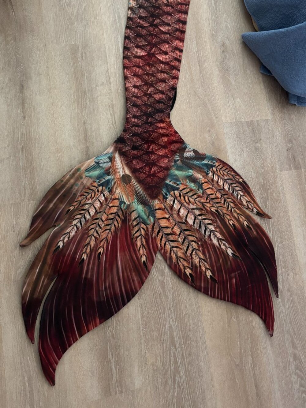 Swim Tails Boho Feather Mermaid Tail Fabric XXS